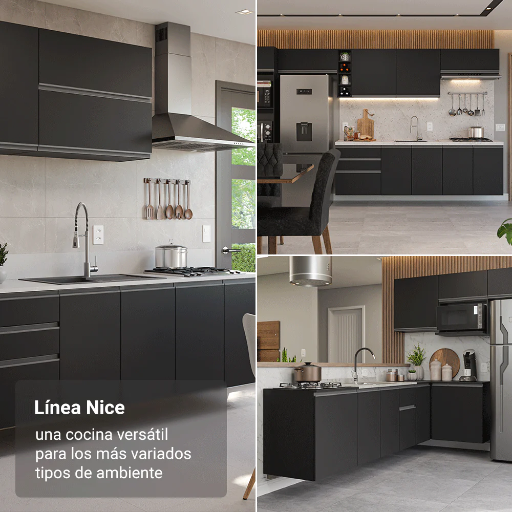 Combo Completo de Cocina 280 cm Flotante Negro Nice Madesa 06 - Image 8