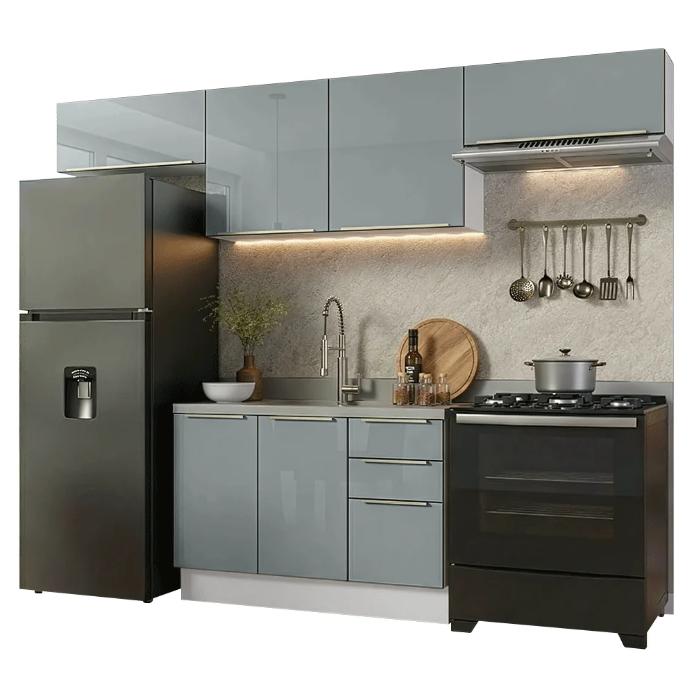 Combo completo de Cocina 280 x 60 cm Blanco/Gris Lux Madesa 02 - Image 3