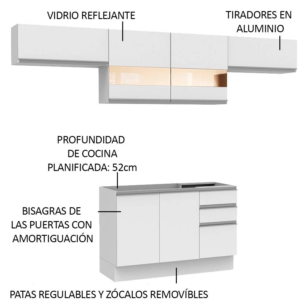 Combo completo de Cocina 280cm Marina Madesa 01 - Blanco - Image 4