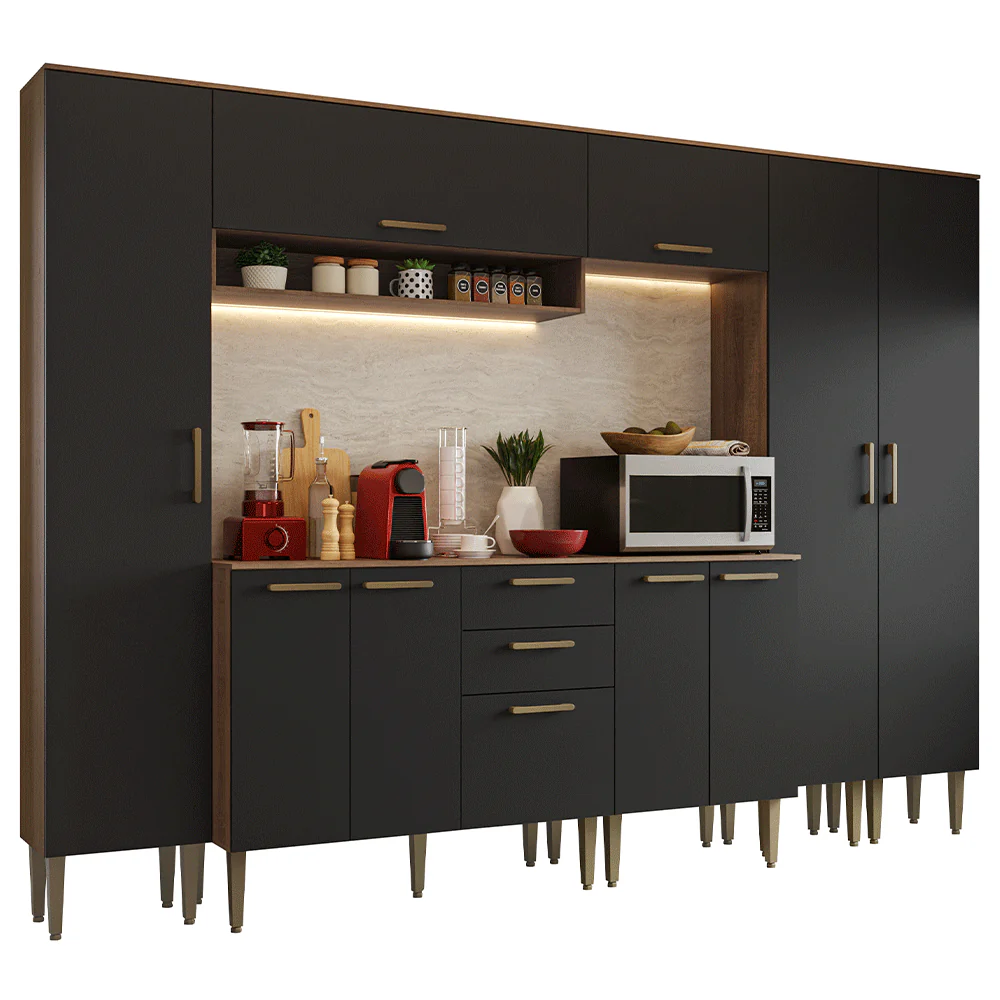 Combo completo de Cocina 285 cm Marrón/Negro Lille Madesa 01 - Image 3
