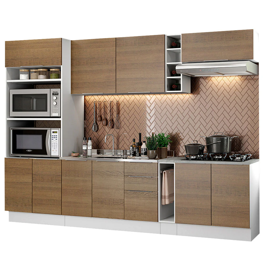 Combo Completo de Cocina 290cm Blanco/Marrón Stella Madesa 01 - Image 3