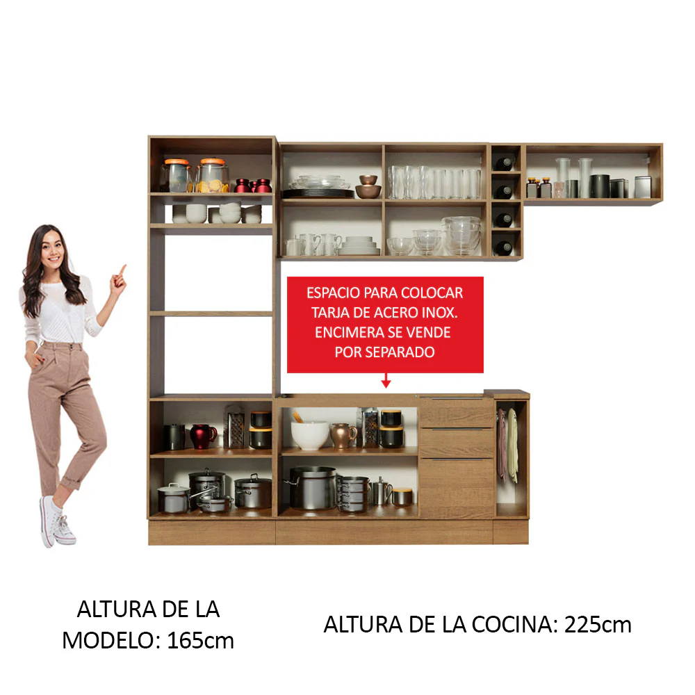 Combo Completo de Cocina 290cm Marrón Stella Madesa 02 - Image 5