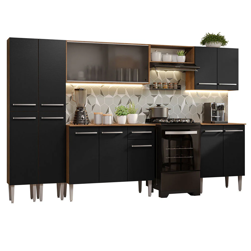 Combo completo de Cocina 293 cm Marrón/Negro Emilly Madesa 04 - Image 3
