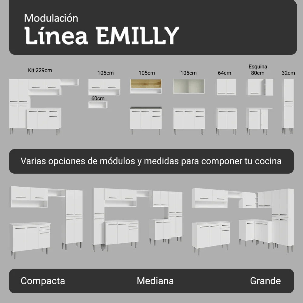 Combo completo de Cocina 293cm Blanco Emilly Madesa 09 - Image 8
