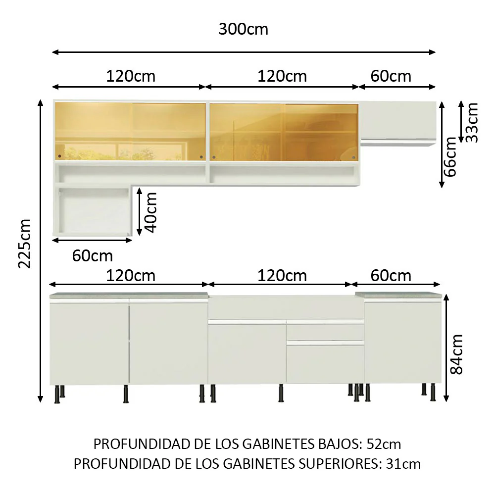 Combo completo de Cocina 300 cm Blanco Verona Madesa 01SR - Image 2