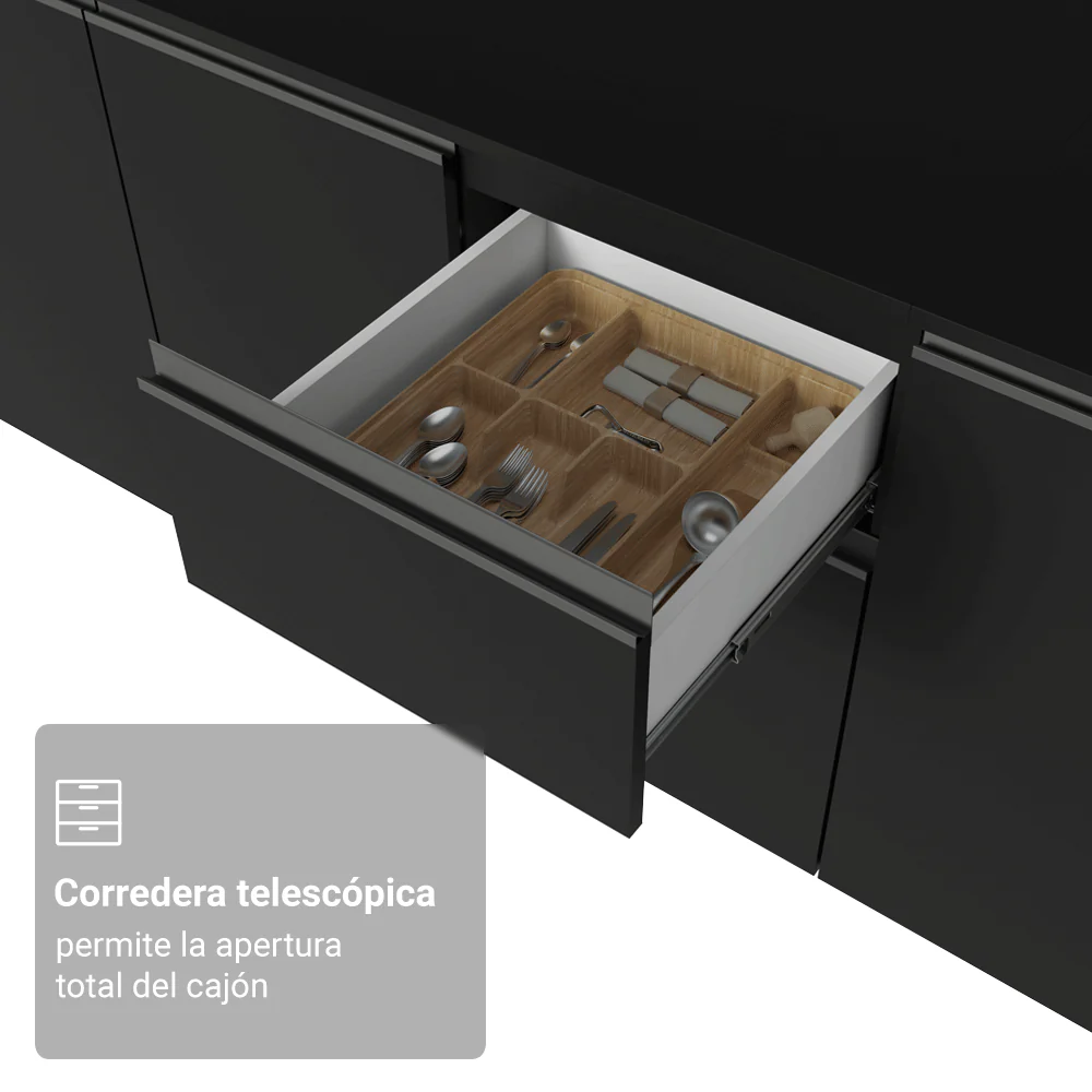 Combo completo de Cocina 300 cm Flotante Negro Nice Madesa 04 - Image 6