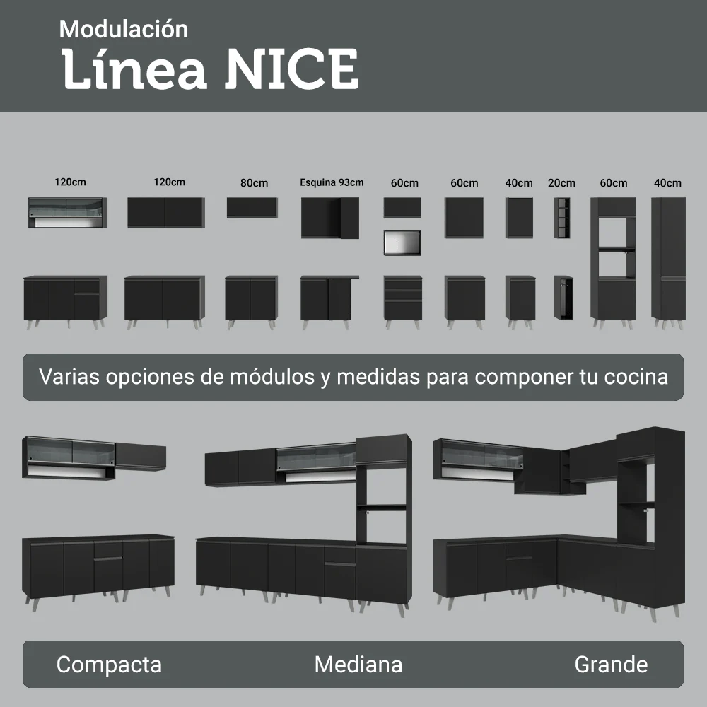 Combo Completo de Cocina 300 cm Flotante Negro Nice Madesa 10 - Image 10