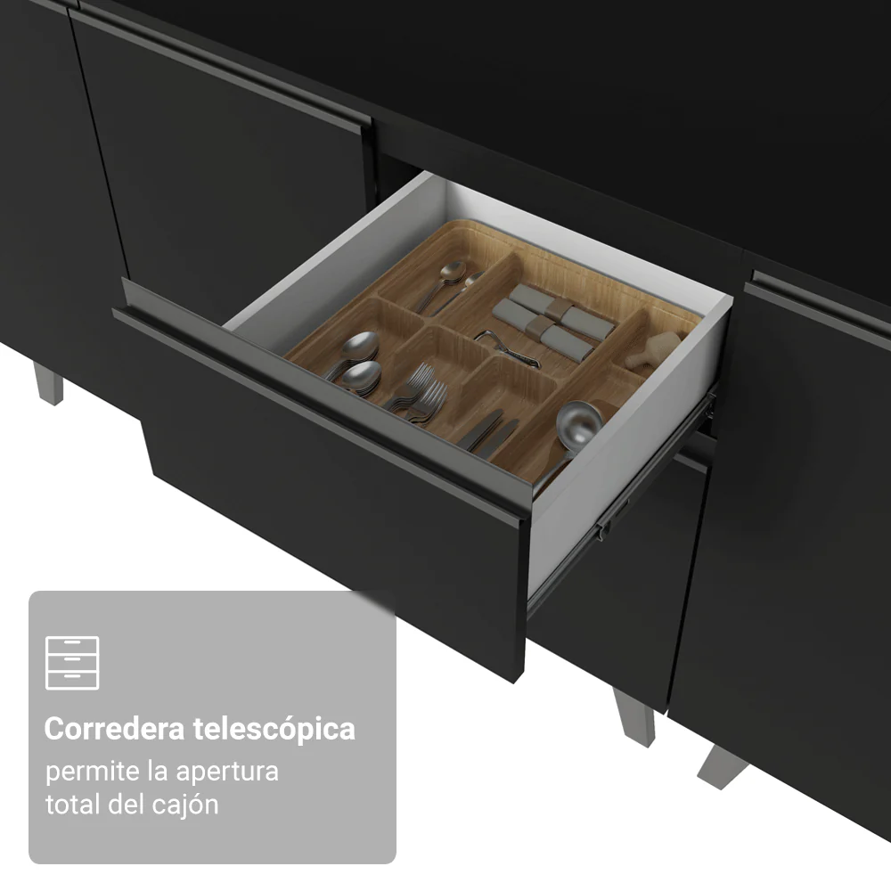Combo Completo de Cocina 300 cm Negro Nice Madesa 08 - Image 6