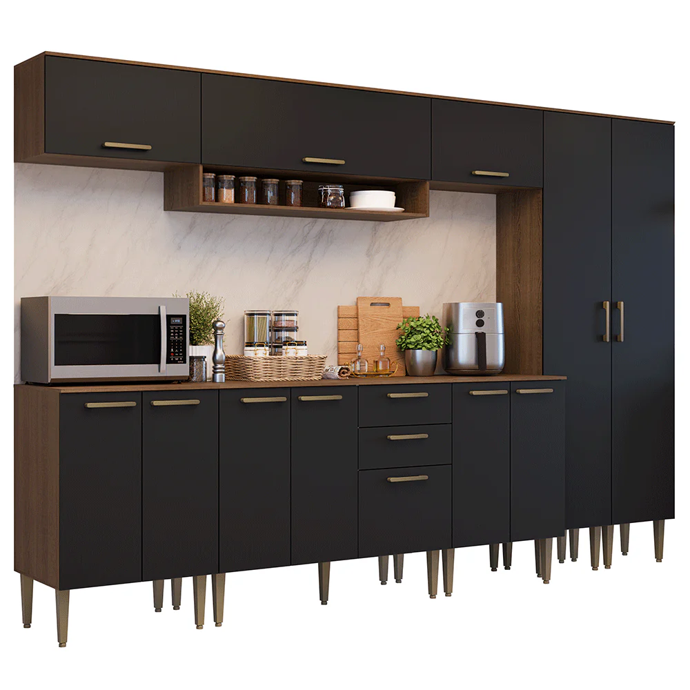 Combo completo de Cocina 305 cm Marrón/Negro Lille Madesa 01 - Image 3