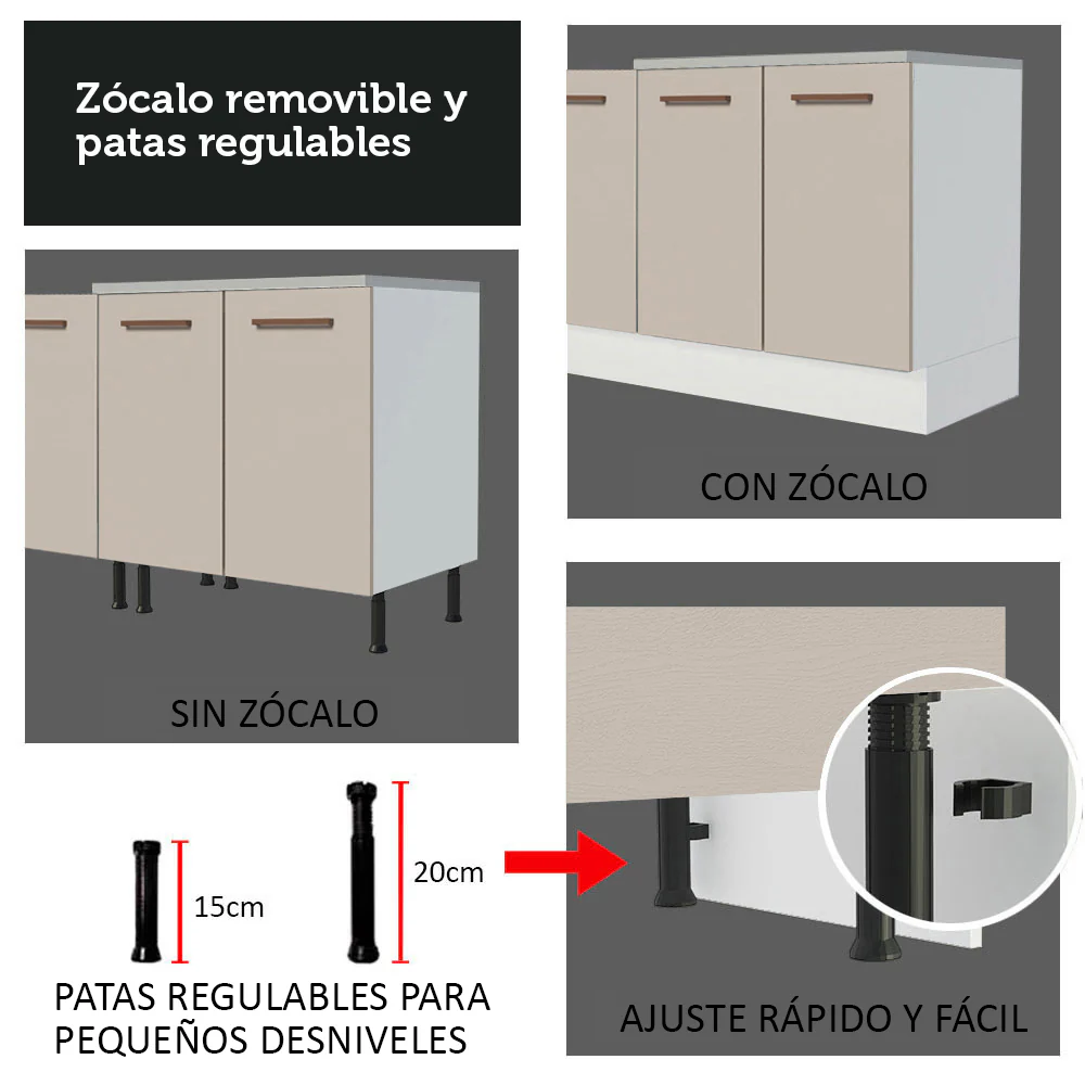 Combo completo de Cocina, 310 cm, Blanco/Crema Agata 01 - Image 7