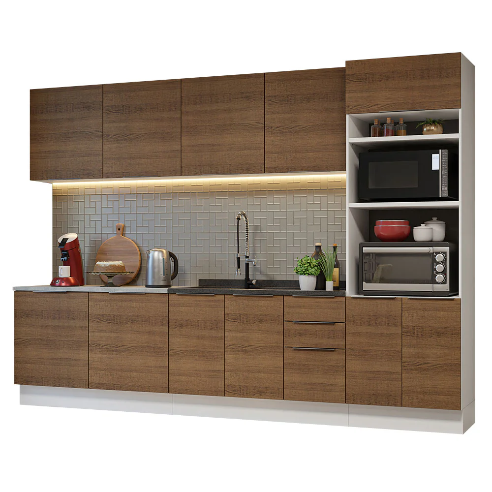 Combo Completo de Cocina 310 cm Blanco/Marrón Stella Madesa 01 - Image 3
