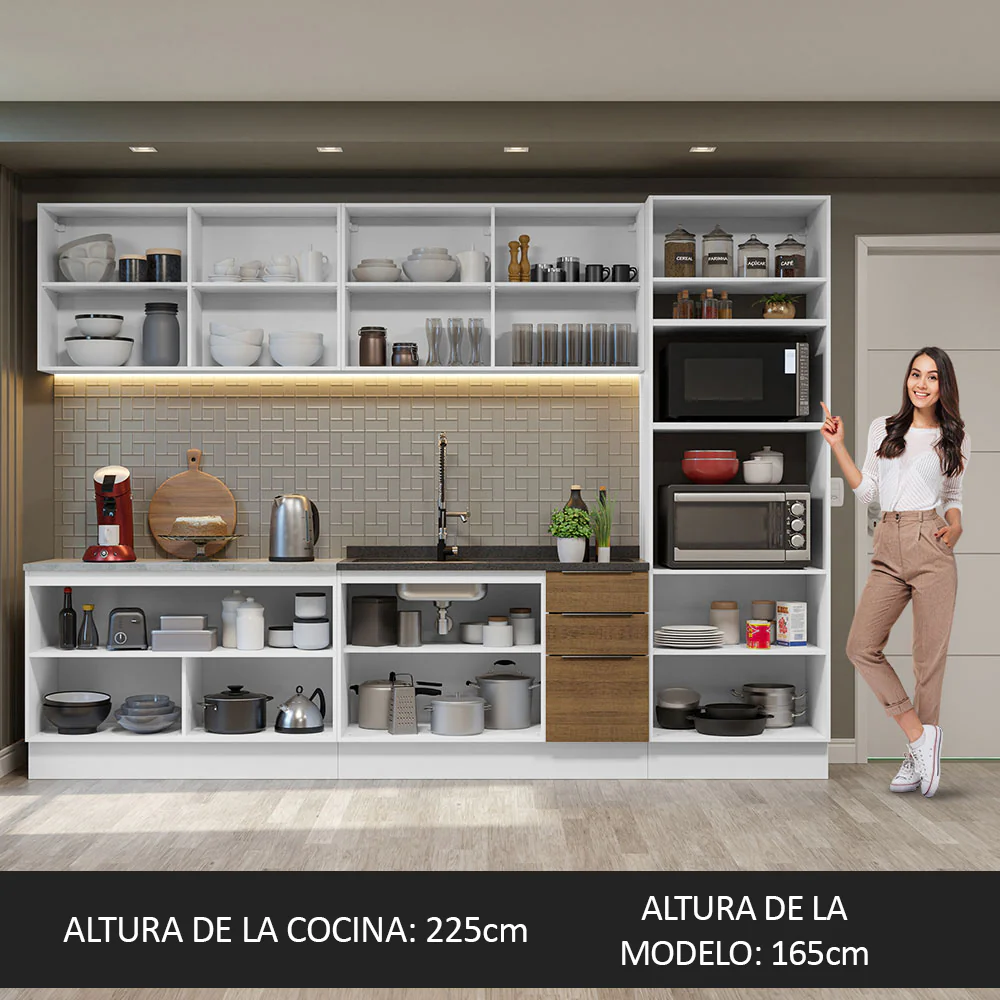 Combo Completo de Cocina 310 cm Blanco/Marrón Stella Madesa 01 - Image 5