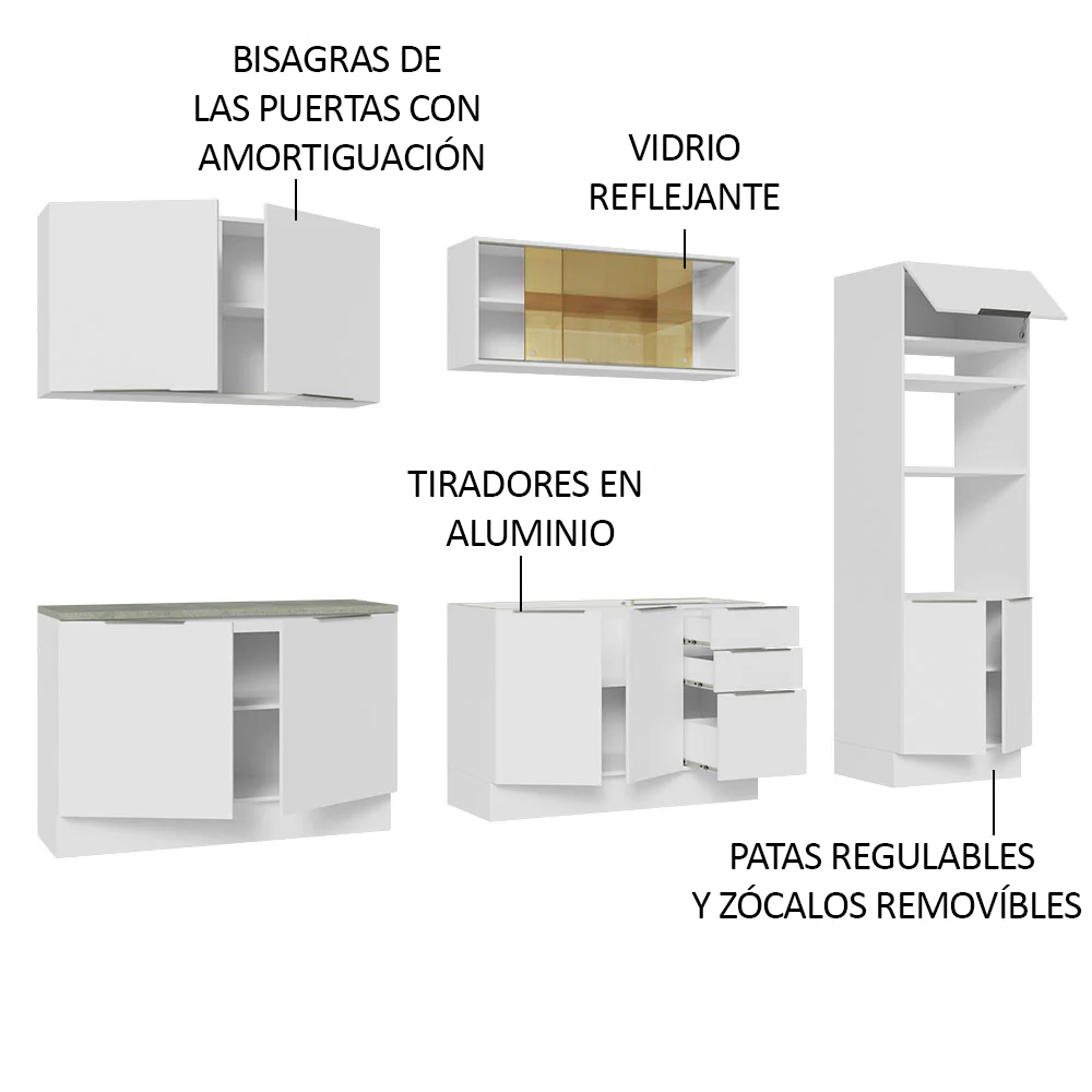 Combo Completo de Cocina 310 cm Blanco Stella Madesa 03 - Image 4