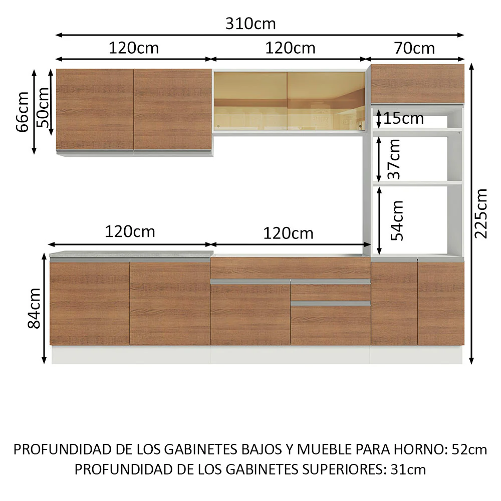 Combo completo de Cocina 310cm Glamy Madesa 01 - Image 2