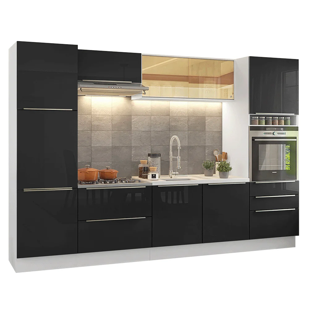 Combo completo de Cocina 320 cm Blanco/Negro Lux Madesa 08 - Image 3