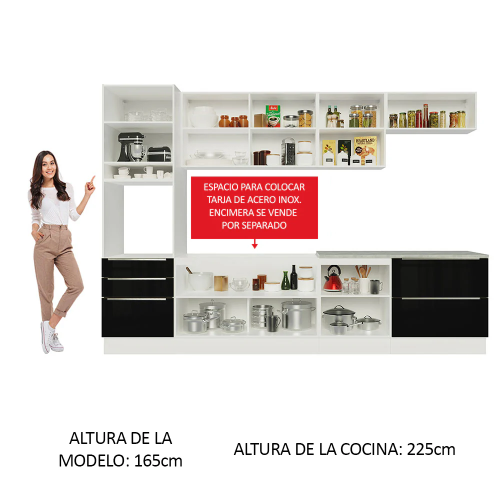 Combo completo de Cocina 320cm Blanco/Negro Lux Madesa 04 - Image 5