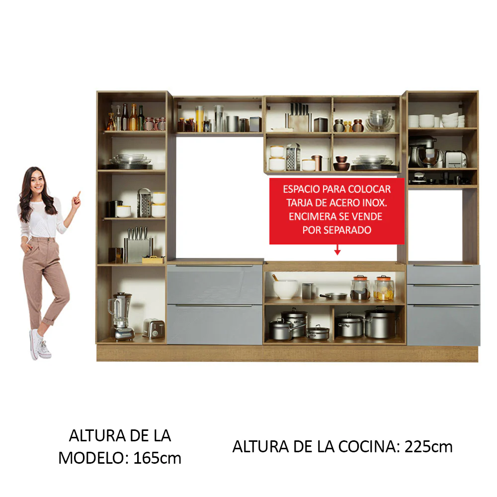 Combo completo de Cocina 320cm Marrón/Gris Lux Madesa 03 - Image 5