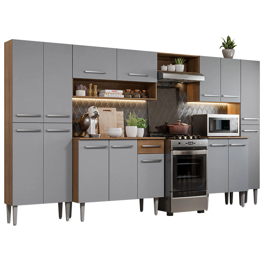 Combo Completo de Cocina 325 cm Gris/Marrón Emilly Joy Madesa 01 - Image 3