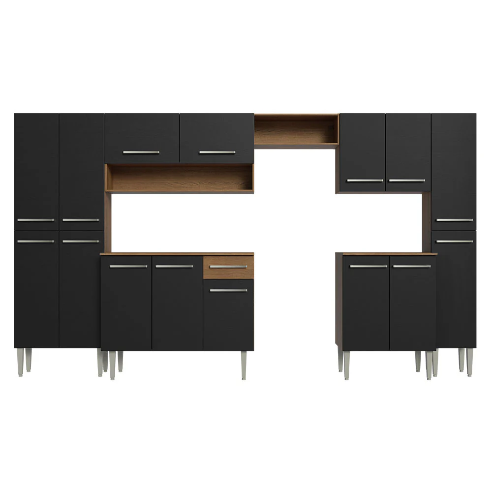 Combo Completo de Cocina 325 cm Negro/Marrón Emilly Joy Madesa - Image 8