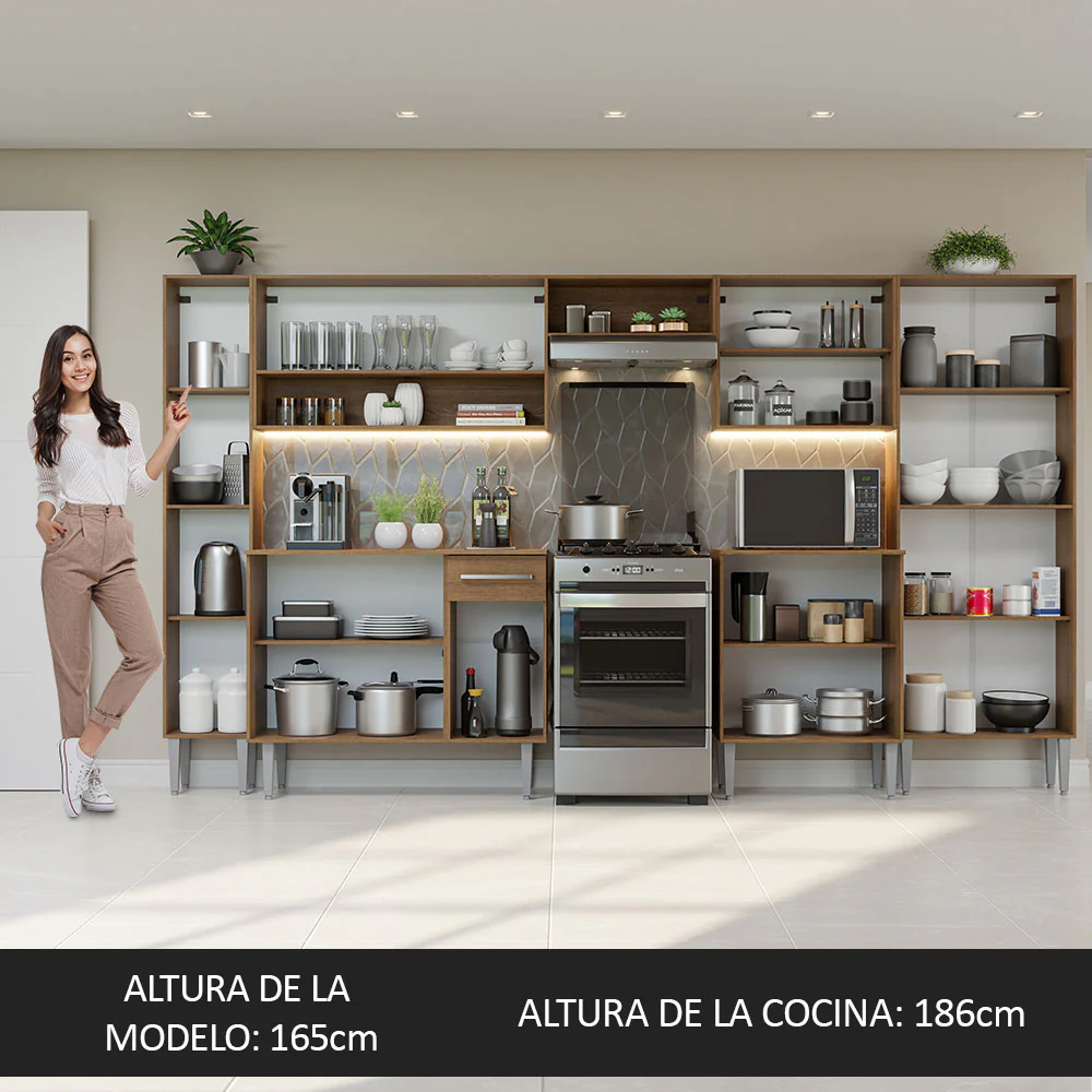 Combo completo de Cocina 325cm Emilly Madesa 02 - Marrón/Negro - Image 5