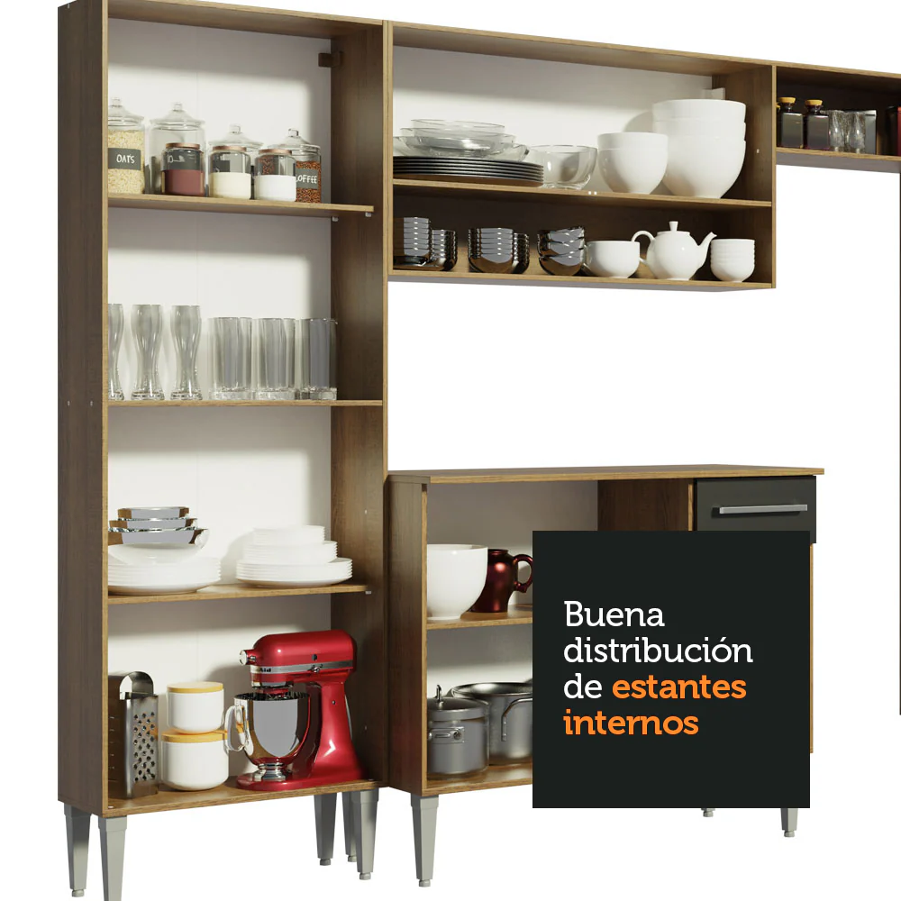 Combo completo de Cocina 325cm Marrón/Negro Emilly Madesa 04 - Image 8