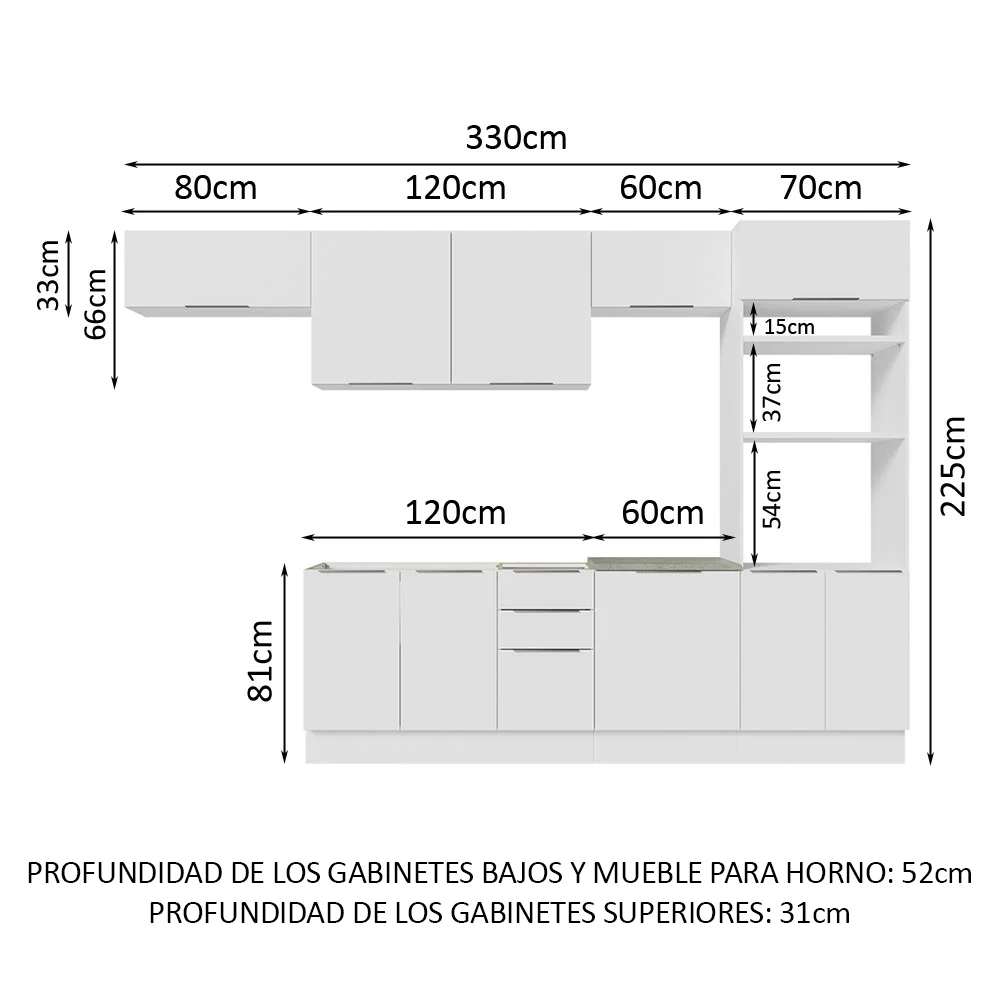 Combo Completo de Cocina 330 cm Blanco Stella Madesa 05 - Image 2