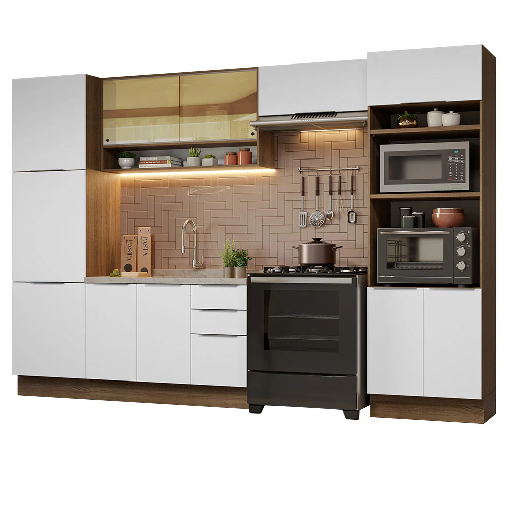 Combo Completo de Cocina 330 cm Marrón/Blanco Stella Madesa 03 - Image 3