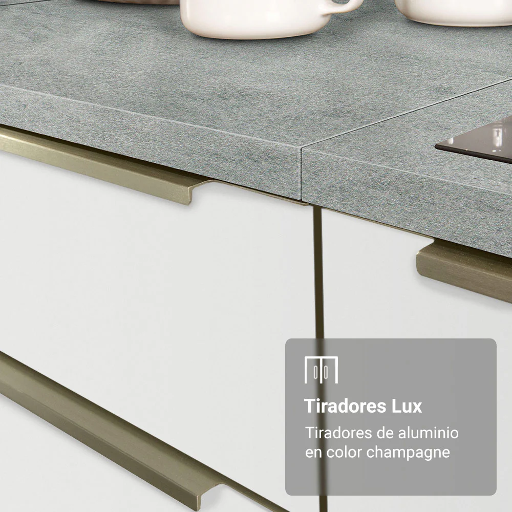 Combo completo de Cocina 340 x 60 cm Blanco/Blanco Aterciopelado Lux Madesa 04 - Image 7