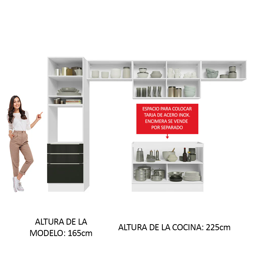 Combo completo de Cocina 340cm Blanco/Negro Lux Madesa 01 - Image 5