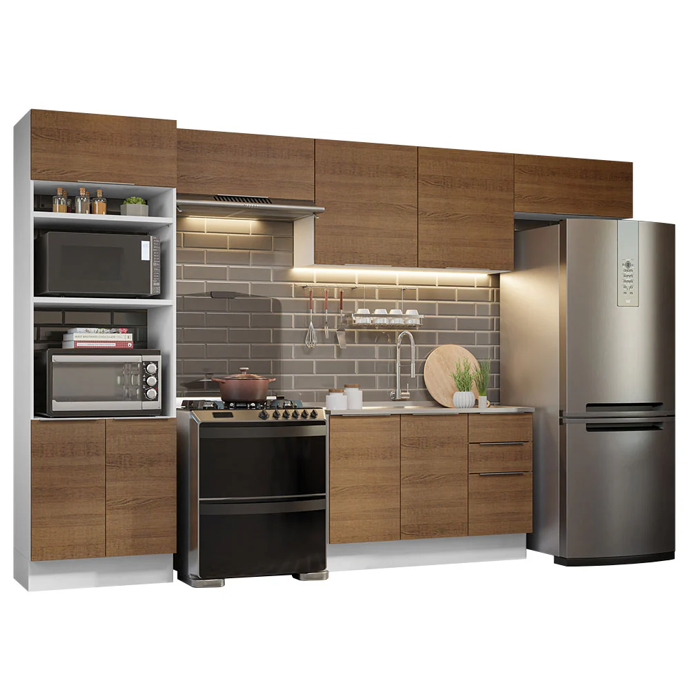 Combo Completo de Cocina 350 cm Blanco/Marrón Stella Madesa 01 - Image 3
