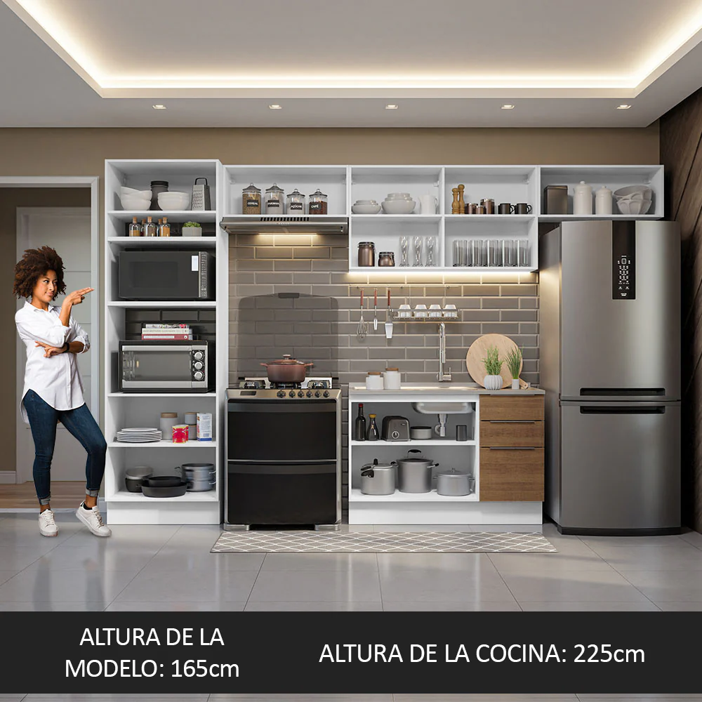 Combo Completo de Cocina 350 cm Blanco/Marrón Stella Madesa 01 - Image 5