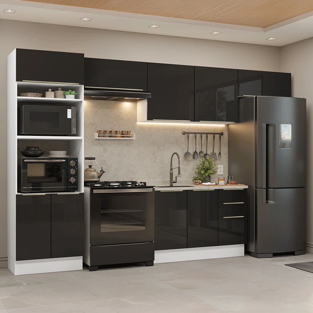 Combo completo de Cocina 350 cm Blanco/Negro Lux Madesa 01
