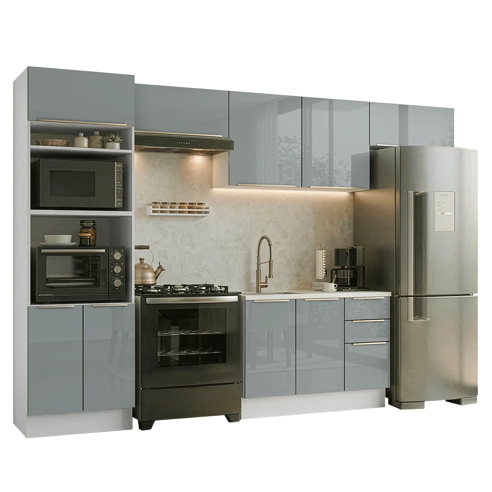Combo completo de Cocina 350 x 60 cm Blanco/Gris Lux Madesa 02 - Image 3