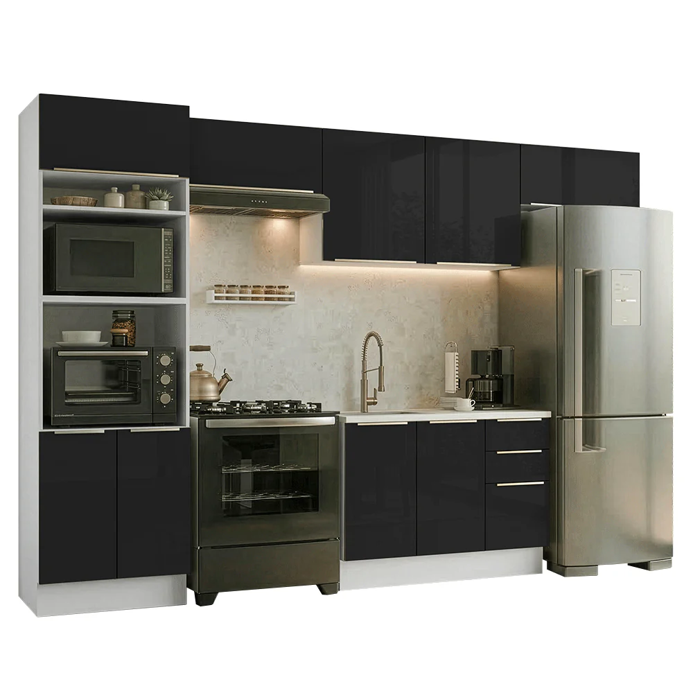 Combo completo de Cocina 350 x 60 cm Blanco/Negro Lux Madesa 02 - Image 3