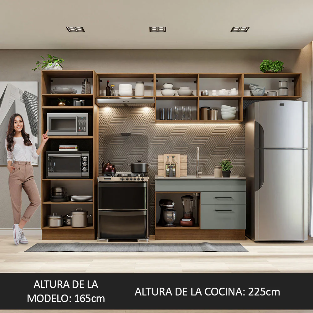 Combo completo de Cocina 350cm Marrón/Gris Agata Madesa 01 - Image 5