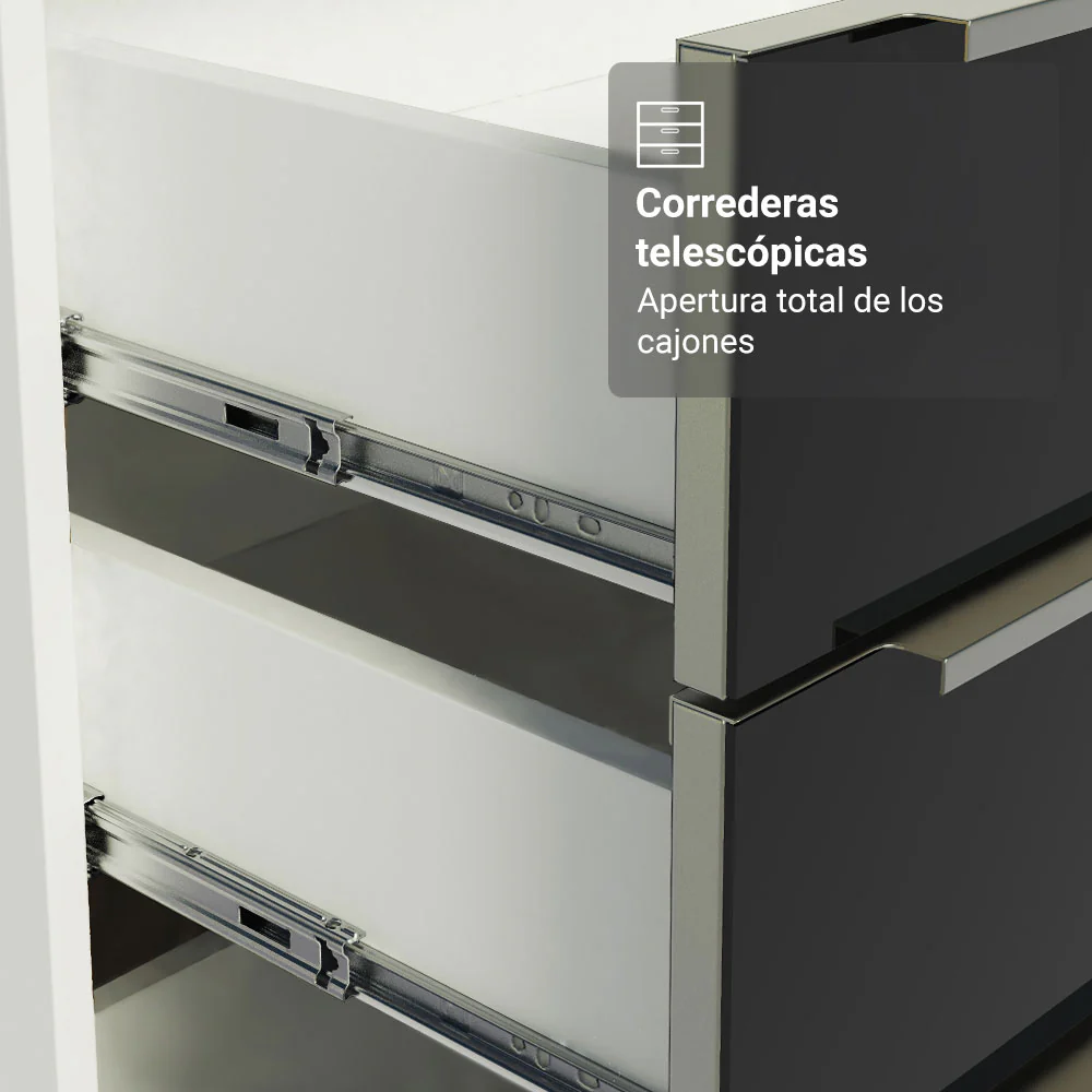 Combo completo de Cocina 400 cm Blanco/Negro Lux Madesa 02 - Image 7
