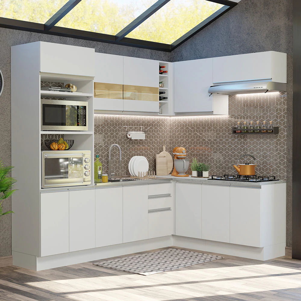Combo completo de Cocina Esquinera 419cm Glamy Madesa 01 - Blanco