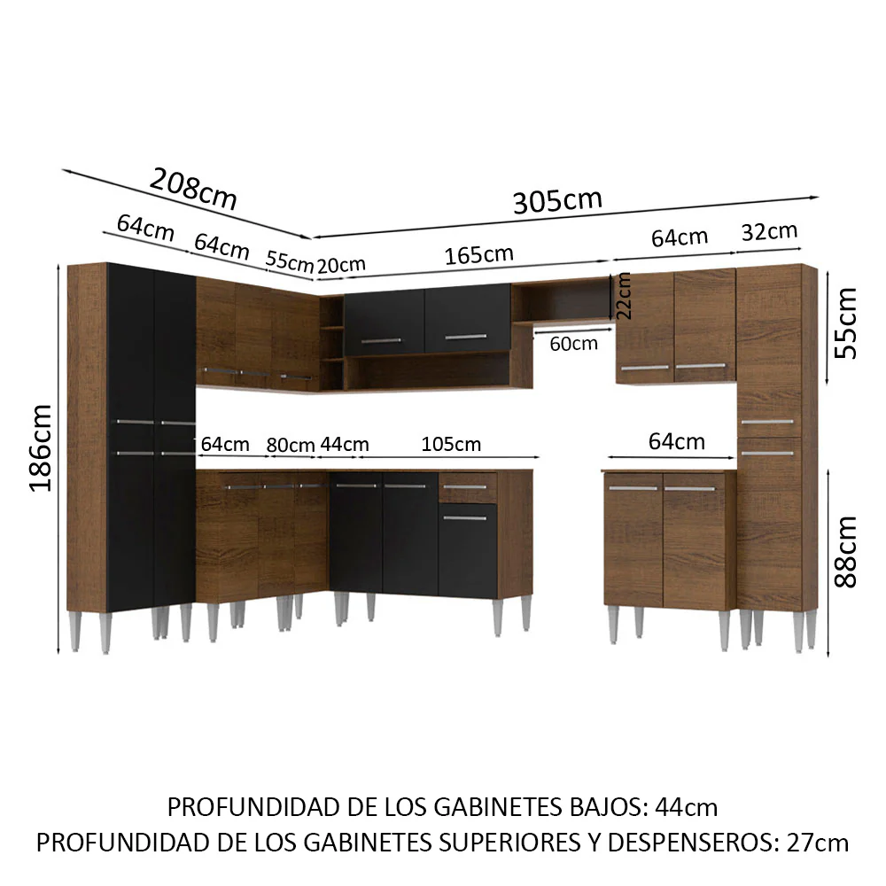 Combo completo de Cocina Esquinera 513cm Emilly Big Madesa 02 - Image 2