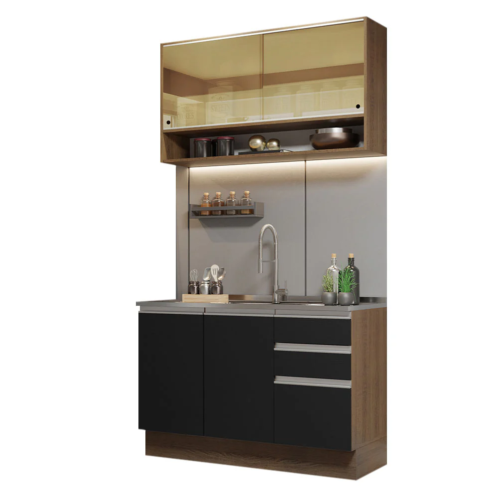 Combo de Cocina 120cm Glamy Madesa 02 Marrón/Negro - Image 3