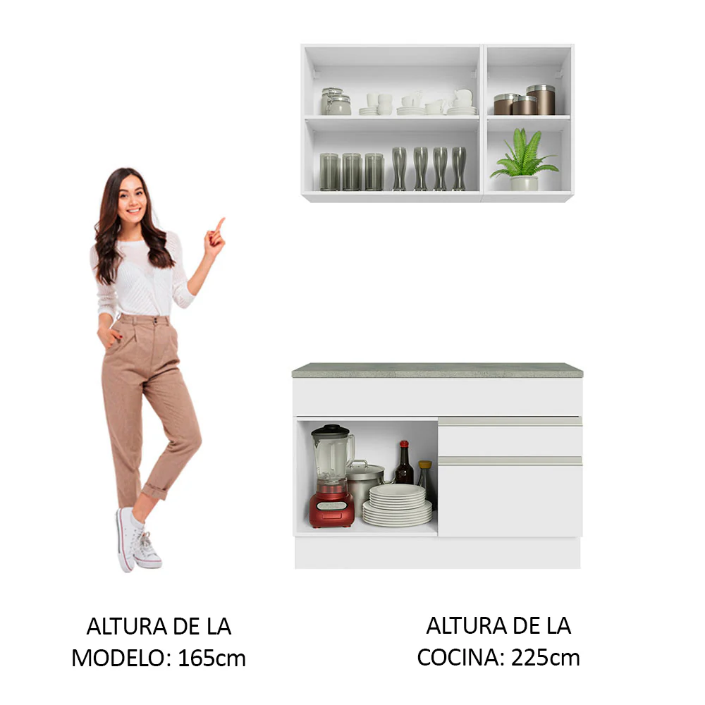 Combo de Cocina 120cm Glamy Madesa 08 Blanco - Image 4
