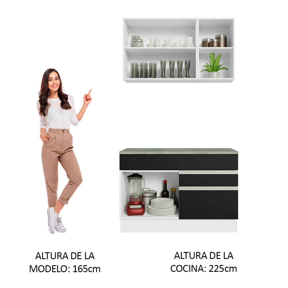 Combo de Cocina 120cm Glamy Madesa 08 Blanco/Negro - Image 4