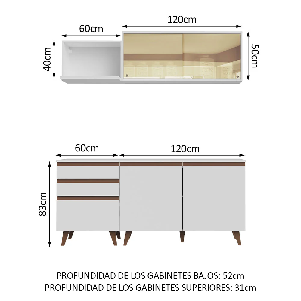 Combo de Cocina Compacta 180cm Reims Blanco 01 - Image 2