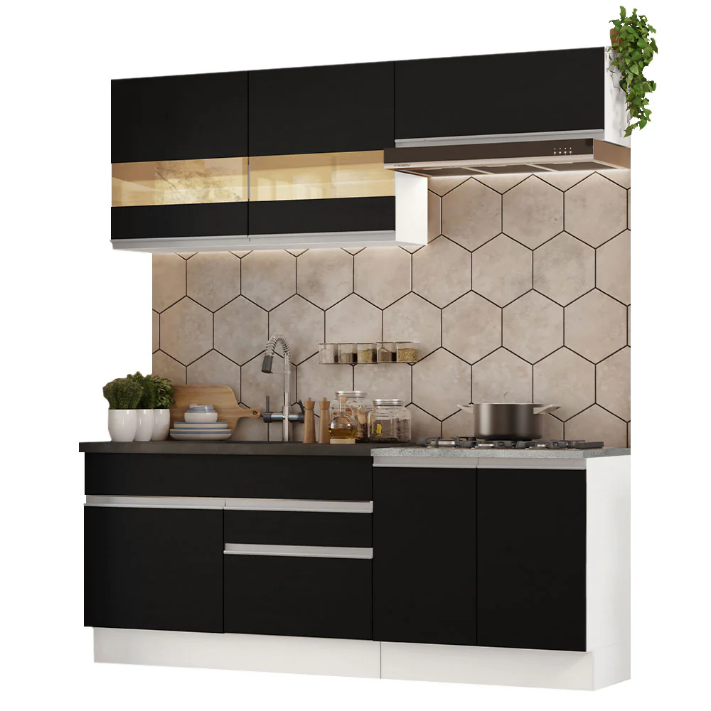 Combo de Cocina Madesa Glamy 200cm Blanco/Negro 07 - Image 3