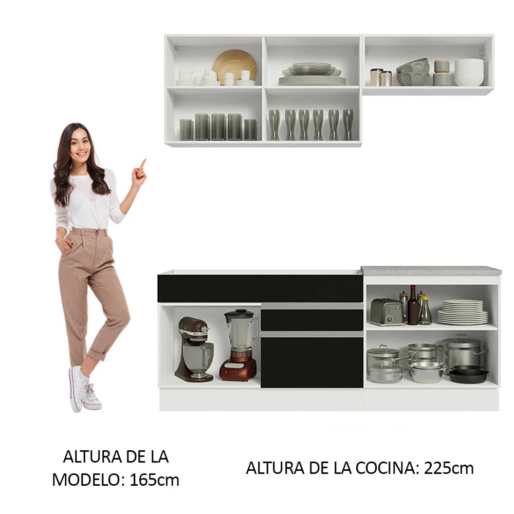 Combo de Cocina Madesa Glamy 200cm Blanco/Negro 07 - Image 4