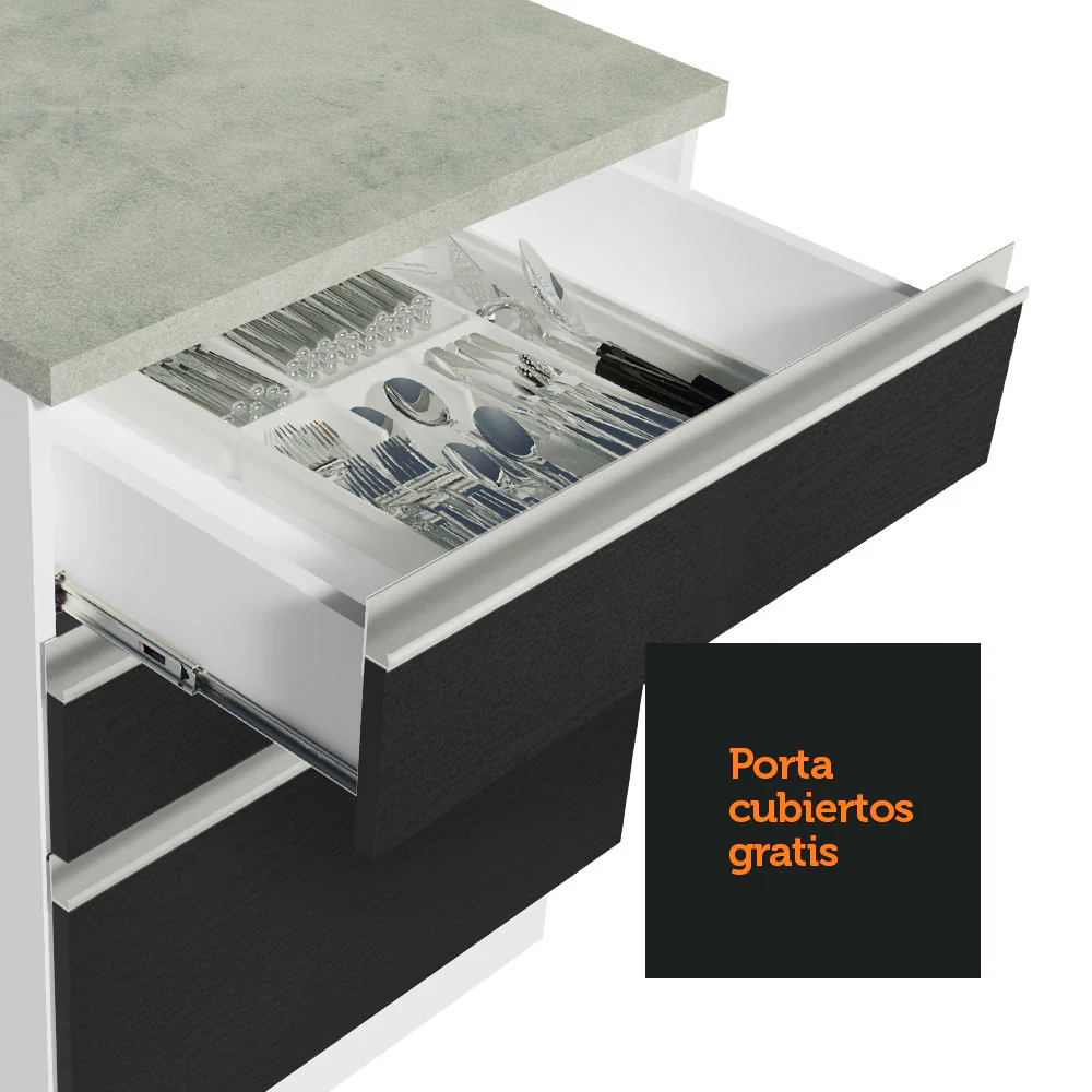 Combo de Cocina Madesa Glamy 200cm Blanco/Negro 07 - Image 7
