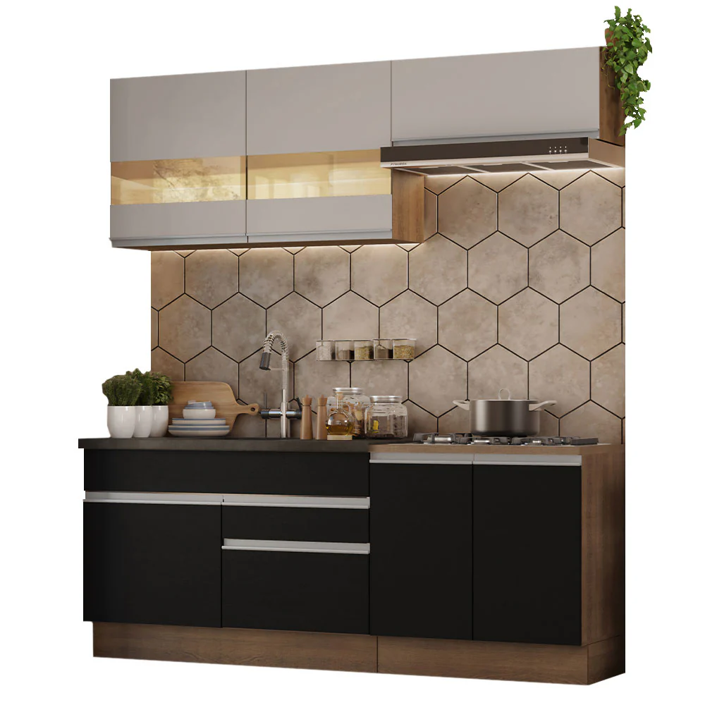 Combo de Cocina Madesa Glamy 200cm Marrón/Negro/Crema 07 - Image 3