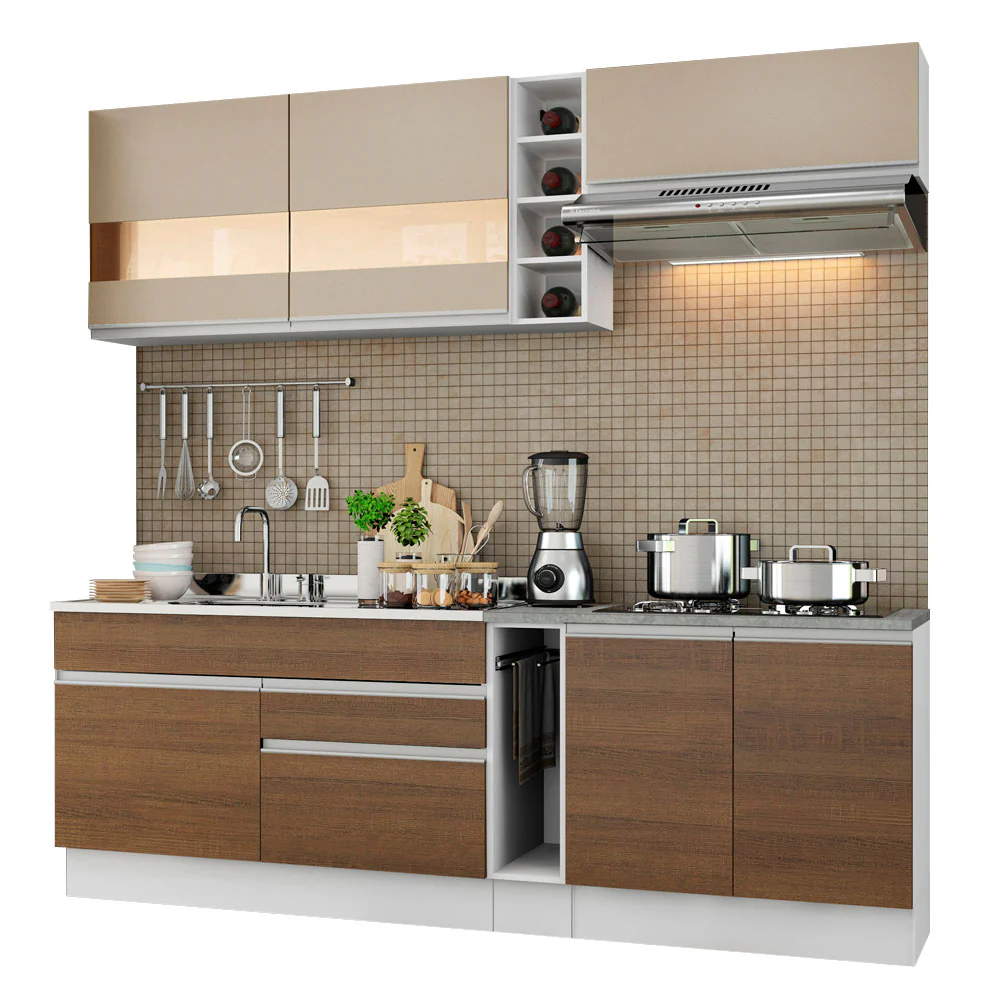 Combo completo de Cocina Compacta Madesa Glamy 220cm Marrón/Crema 02 - Image 3