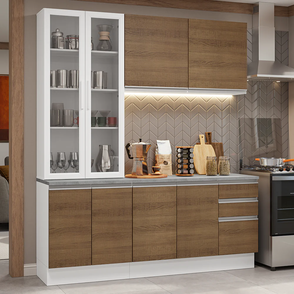 Combo de Cocina con Cristalero 190 cm Madesa Glamy BM 05