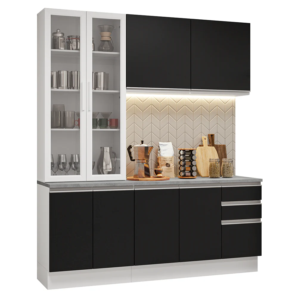 Combo completo de Cocina con Cristalero 190 cm Madesa Glamy BN 05 - Image 3