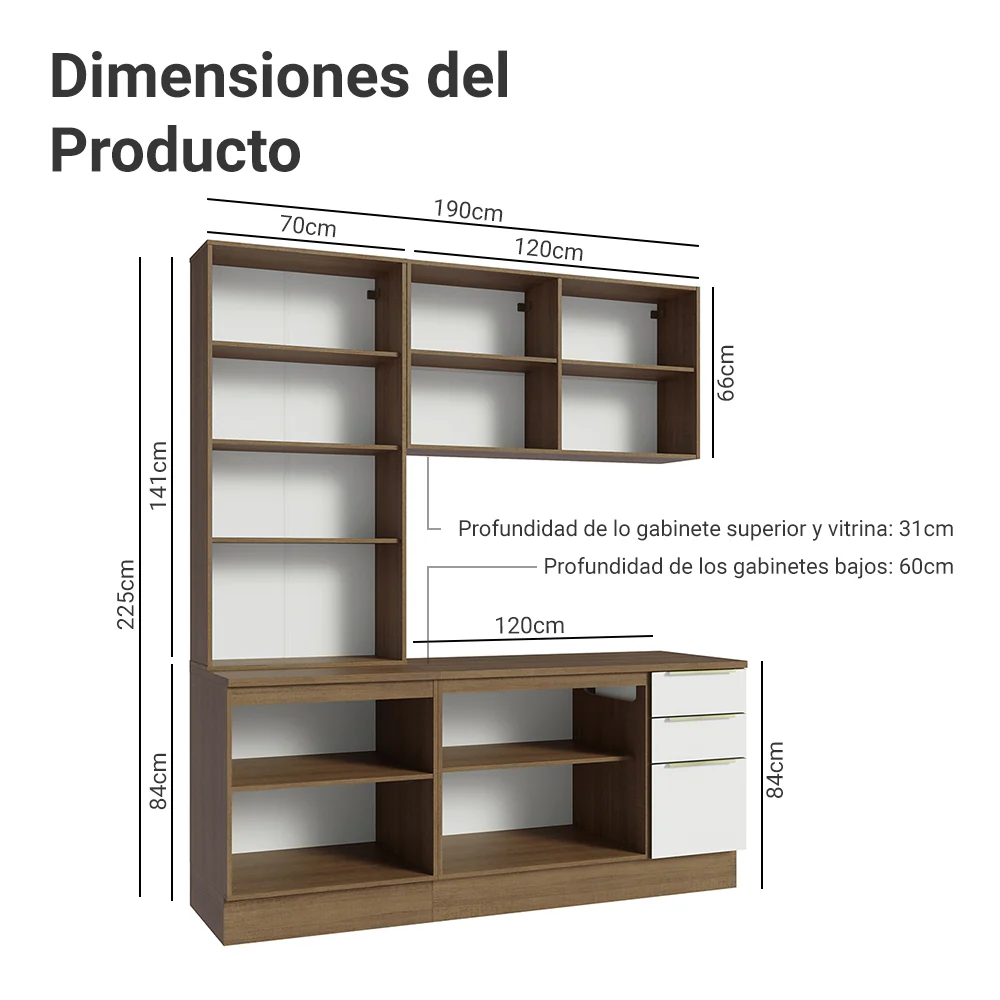 Combo de Cocina con Cristalero 190 cm Madesa Lux MB 02 - Image 2